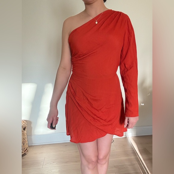 Anthropologie Red One Shoulder Bodycon Cocktail Dress - Picture 4 of 4